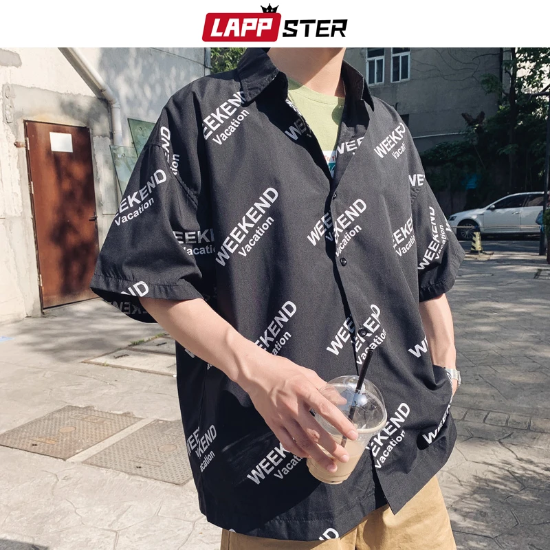 Рубашка LAPPSTER мужская с коротким рукавом модная белая блуза в Корейском стиле