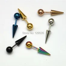6 мм Диаметр Круглый шарик-шип конусный наконечник титановая сталь мужчины Винт Назад(пирсинг) Серьги Гвоздики 6 цветов
