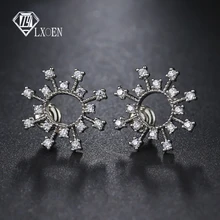 LXOEN модные круглые золотые маленькие серьги-гвоздики для женщин цветок из циркона серьги для девочек серьги ювелирные изделия подарок Pendientes