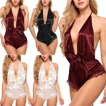 

GLANE Sexy Lingerie Women Silk Lace Robe Dress Babydoll Nightdress Hot Nightgown Sleepwear Lady Summer Sexy Sleep Suit