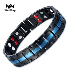Магнитный браслет Welmag черный браслет с магнитом для здоровья браслеты из нержавеющей стали для мужчин
