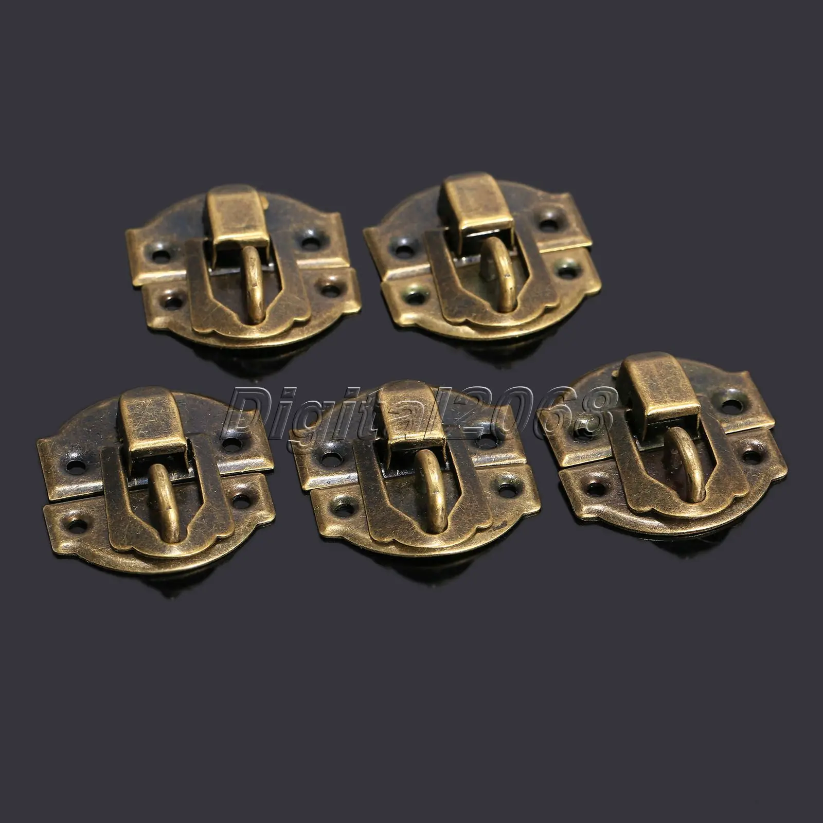 New 12Pcs Antique Bronze Iron Latch Decorative Jewelry Gift Wine Wooden