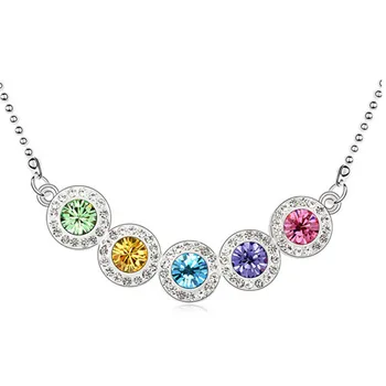 five round austrian crystal chain Necklace women fashion jewelry Lovely gift promotion Free Shipping quality charms women summer