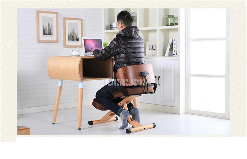 Эргономичный ортопедическое кресло со спинкой и ручка стул офисный регулируемая высота дерева Офис на коленях кресло для выправления
