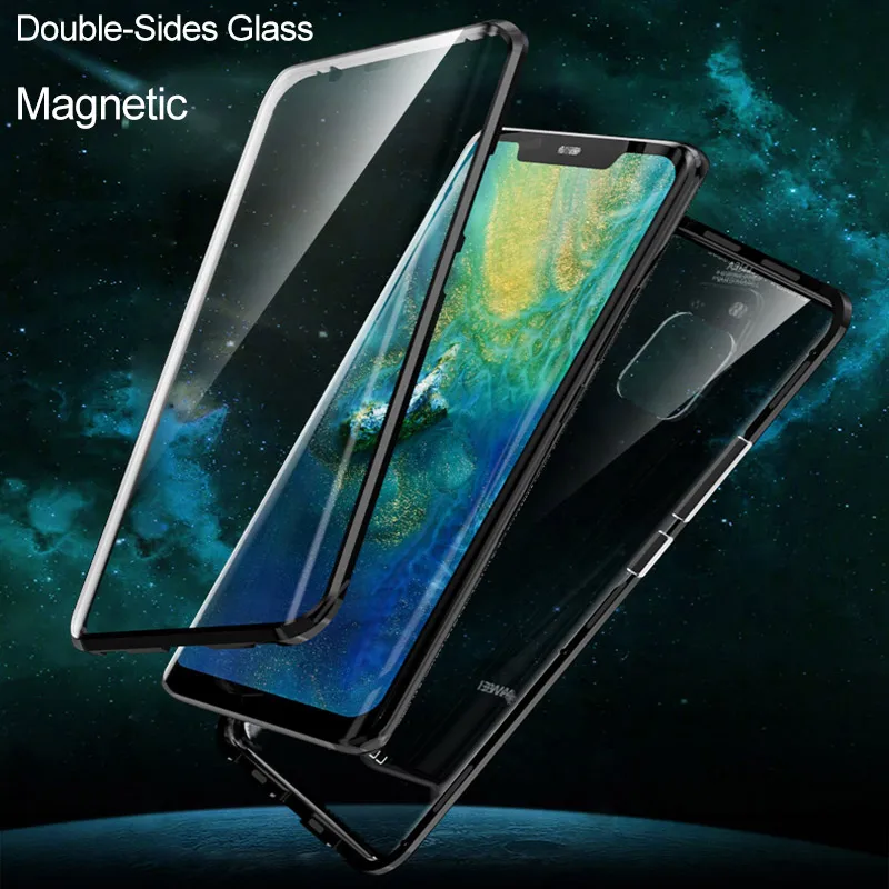 Двухсторонний чехол из закаленного стекла с магнитной адсорбцией для Huawei Mate 20 Pro