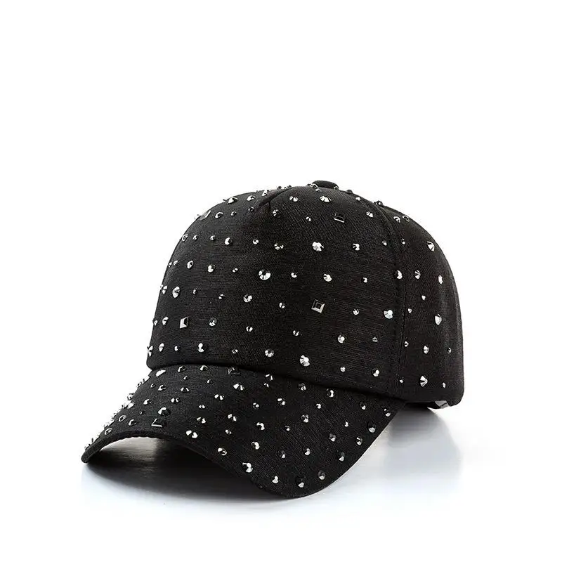 

Fashion Women's Rhinestone Hats Patchwork Sun Cap Swag Solid color Summer Baseball Caps Dad Girl Bones 2019 New Fashion