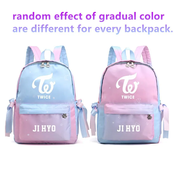 Градиентный цвет Kpop TWICE Momo Mina Холст Школьные сумки рюкзак для ноутбука Kawaii дорожный рюкзак розовый рюкзак Mochila Feminina - Цвет: 10