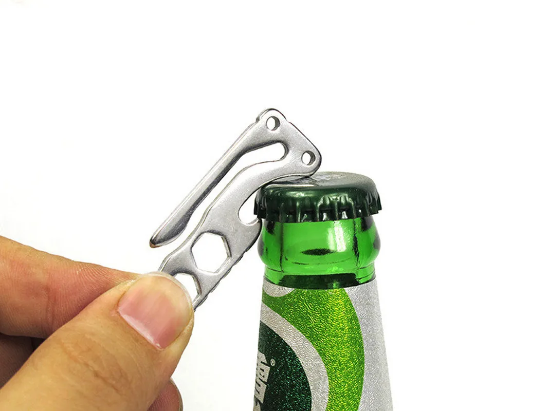 

1pcs EDC Bottle Opener Keychain Gadget Multi-function Outdoor Pocket Tool Pry Bar Hex Key Wrench Stainless Steel Car Styling