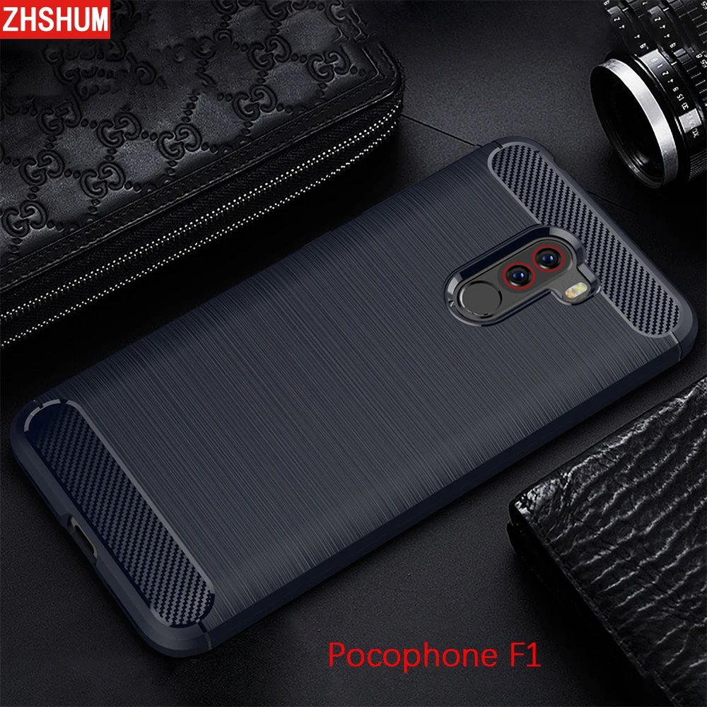 Чехол из углеродного волокна с узором для Xiaomi Pocophone F1 Poco мягкий силиконовый