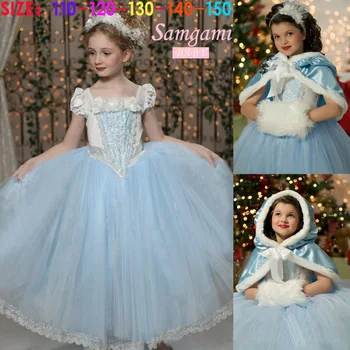 

&E-babe& Wholesale new elsa blue girls princess dress chidlren Christmas red dresses kids girls party Costume baby vestidos