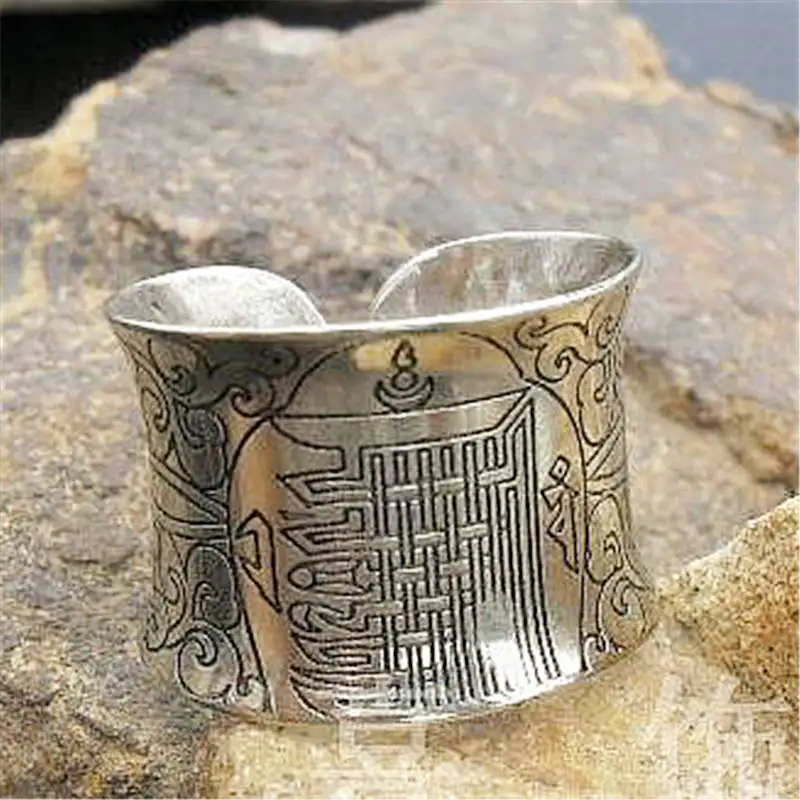 

R121 Tibetan Mantras KALACHAKRA Amulet Rings for Man Open Size
