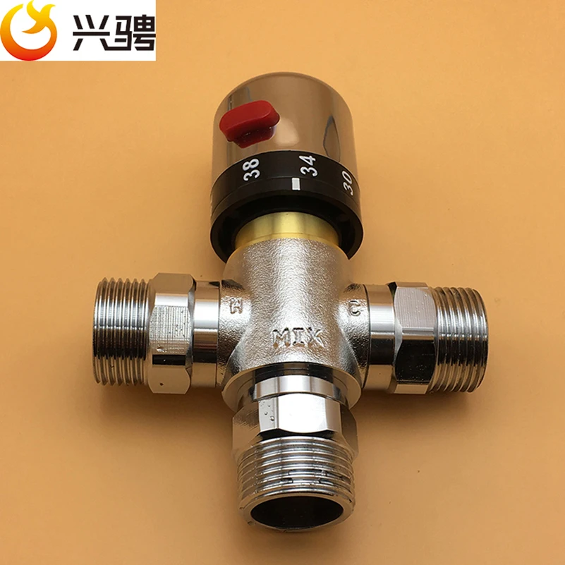 Thermostatic Mixing Valve G3/4"(DN20) Thermostatic Valve Thermostatic Mixing Valve Solar Shower Brass Temperature Control Valve Solar Pipe