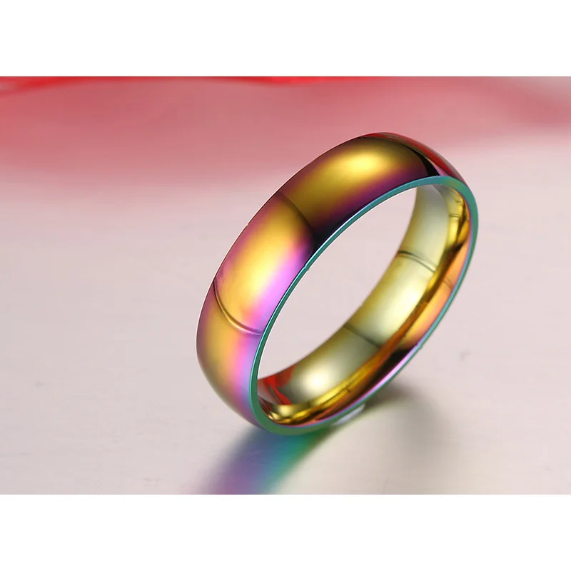 Мужское женское Радужное красочное кольцо из нержавеющей стали обручальное кольцо Ширина 6 мм Размер 7-14 подарки
