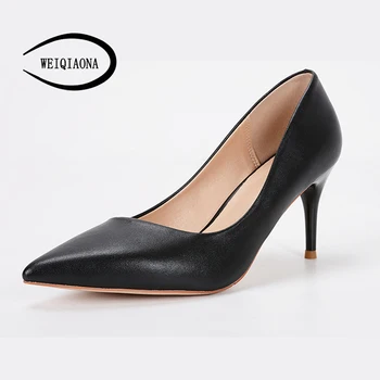 

WEIQIAONA Sexy Women Pumps Shoes Size 31-40 Elegent Thin Heel Pointed Toe Sallow working shoes Women's High Heels Shoes