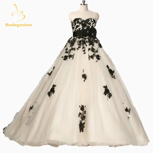 2018 New Fashion Wedding Dress Corset Back Handmade Flowers Black ... 2018 New Fashion Wedding Dress Corset Back Handmade Flowers Black ...