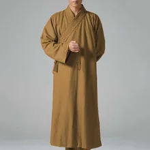 Унисекс Wnter& Осень теплая шерсть буддийская медитация платье монахи одежда дзен Кунг Фу халат форма для боевых искусств Костюмы Пальто Желтый