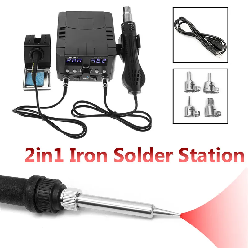 

750W 110V LCD Rework Soldering Station 8582D Electric Hot Air Gun Heater SMD Desoldering Iron Station Solder Welding Machine