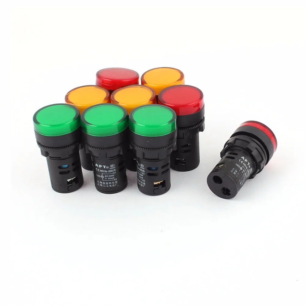 Uxcell 9Pcs AC 220V 21mm Panel Mount Electrical LED Indicator Pilot