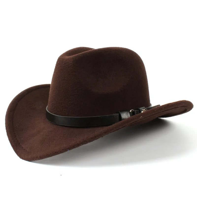 Модная шерстяная испанская накидка, Для женщин фетр западная ковбойская шляпа для элегантных леди Джаз ковбойские шляпы сомбреро(Размеры: 57 см/Размер 7(США) 1/8) A20 - Цвет: Coffee