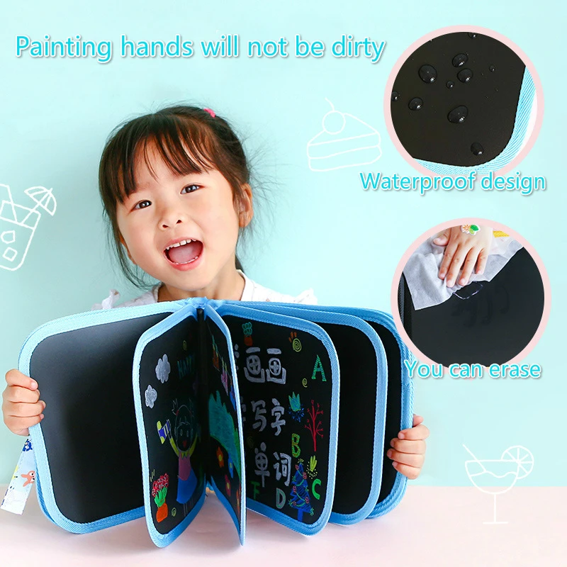 

2019 Hot style Give the children write portable sketchpad DIY graffiti paintings chalkboard erasable gouache painting strokes