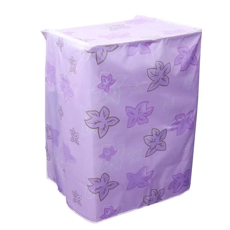 

1 PC Washing Machine Cover Floral Dustproof Zippered Polyester Satin Cloth Waterproof Washing Machine Case Washer Protector