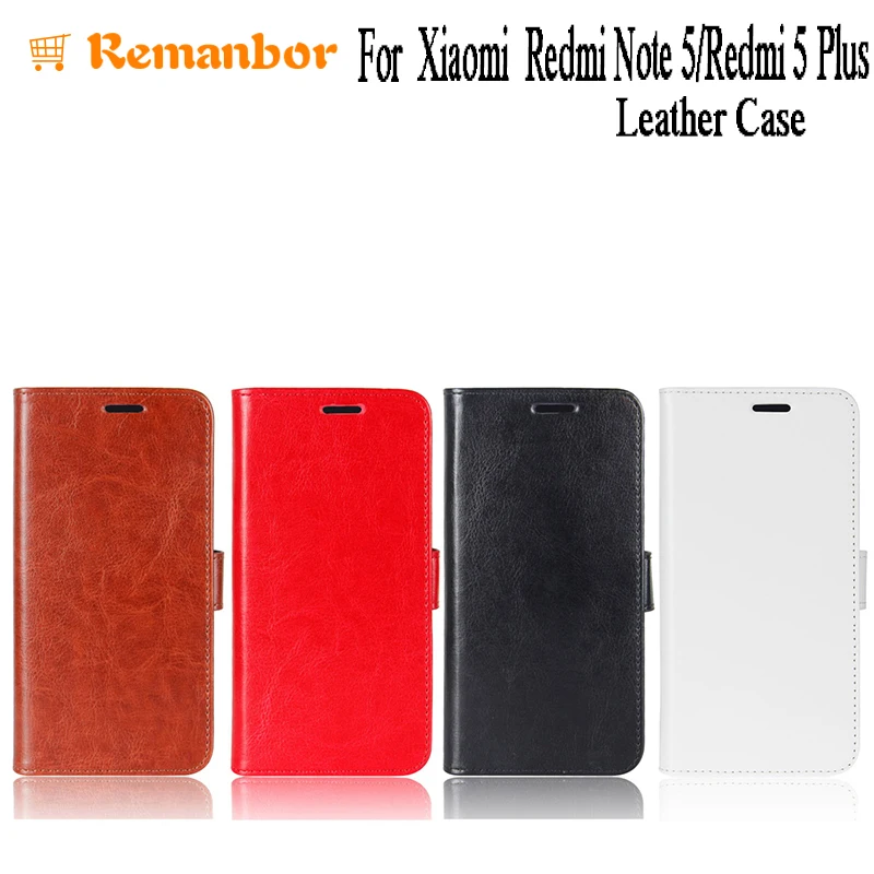 Remanbor For Xiaomi Redmi Note 5 Plus PU Leather Slip-resistant Flip Wallet Case With Card Pocket Phone Cover Book | Мобильные