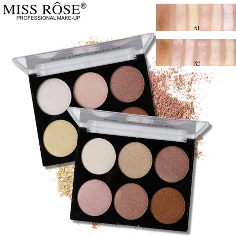

Miss Rose 6 Color Shimmer Highlighter Powder Makeup Palette Highlight Illuminator Face Contour Glow Bronzers Cosmetics Kit