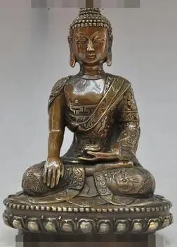 

Free shipping S02037 9" tibet buddhism fane bronze dragon sakyamuni Shakyamuni Medicine Buddha statue