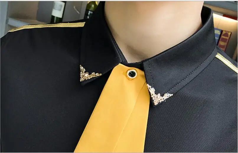 Мужские рубашки с отстегивающимся галстуком длинным рукавом Slim Fit мужской