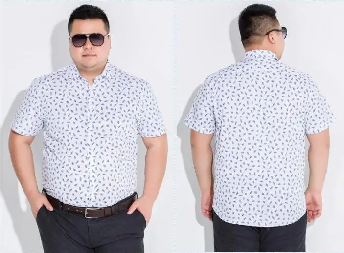 100% хлопок рубашка мужская с коротким рукавом толстый парень рубашка Большие размеры 8xl