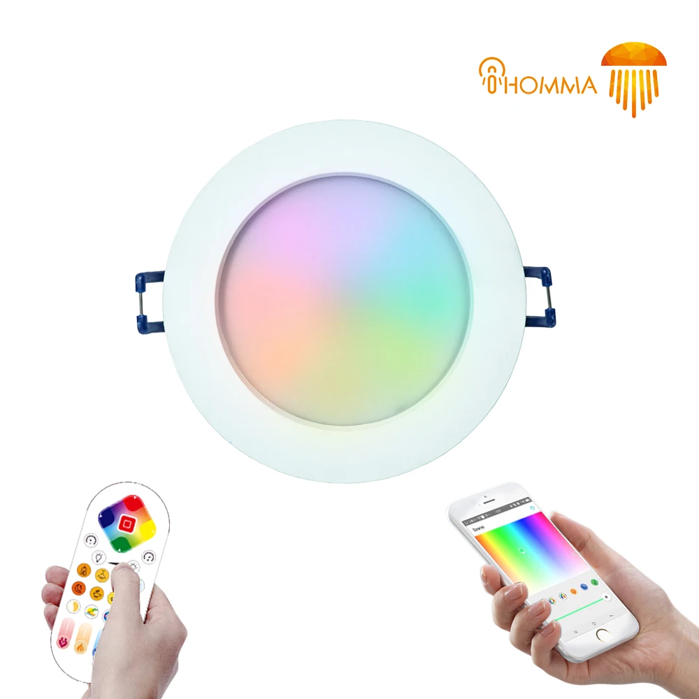 

iHomma IP44 Smart LED Downlight RGBW Dimmable Bluetooth APP and IR Remote Control Color Change 12W 900LM 110-240V Recessed Lamp