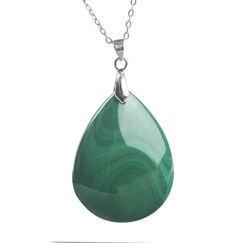 

Precious Green Natural Chrysocolla Pendant Women Female Necklace Water Drop Bead Natural Malachite Pendant 36*28*7mm
