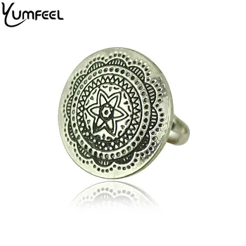 

Yumfeel Rings 10pcs/Lot 3 Model Mixed New Unique Design Metal with antique silver plated Round Finger Ring gift for Women Girl