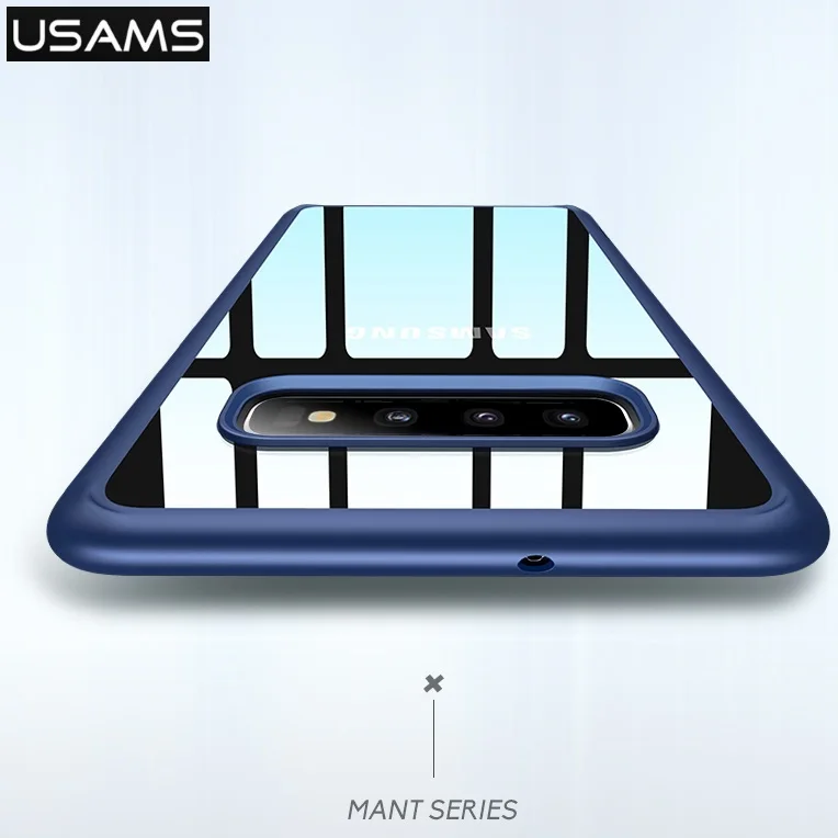 

USAMS Brand Mant Series TPU + Crystal PC Back Case For Samsung Galaxy S10 / S10+ / Galaxy S10e / S10 Plus Phone Cover