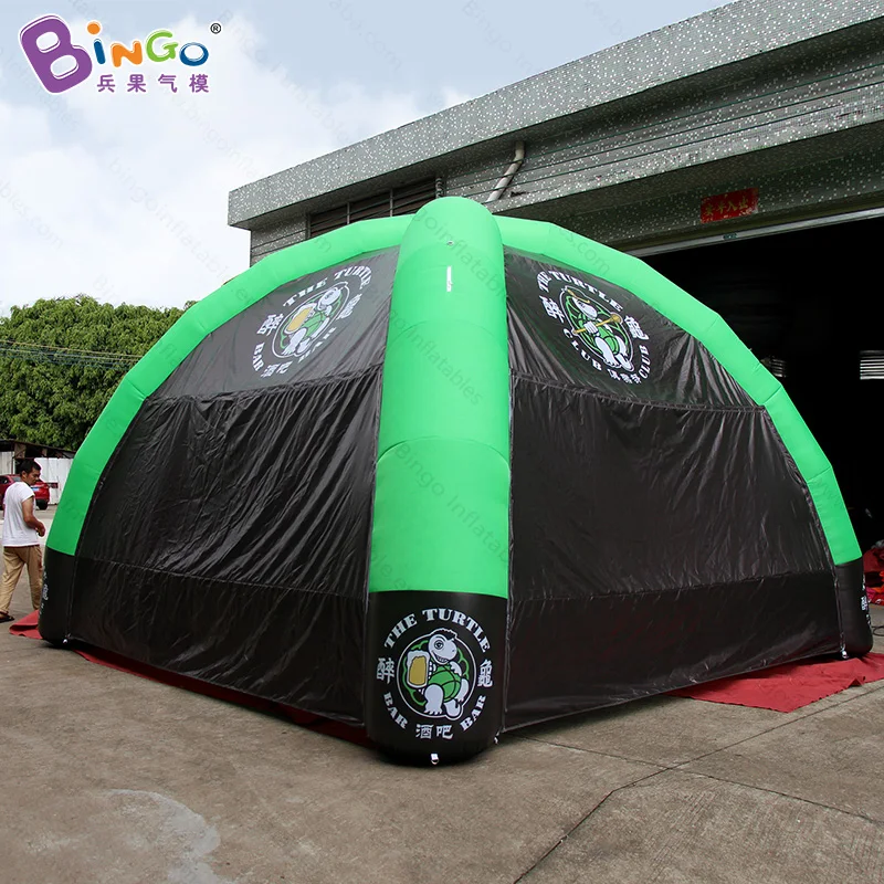  Customized black and green 7 meters inflatable event tent / Party type inflatable advertising tent 