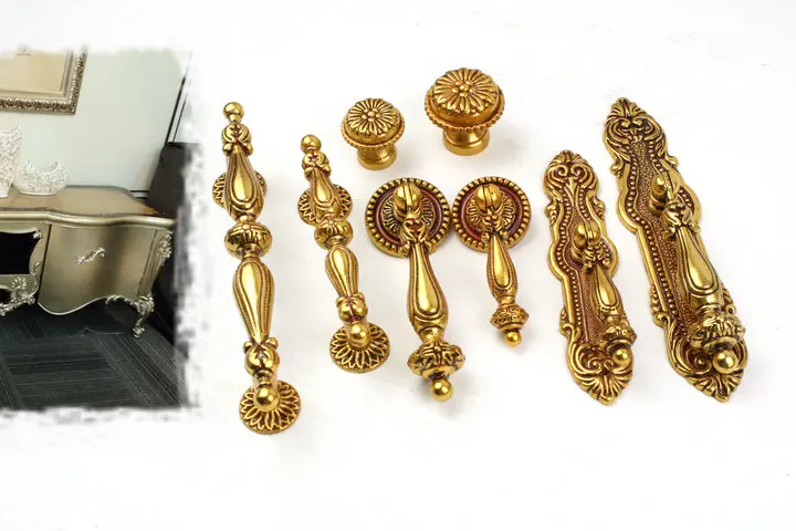 10pcs Dresser Drawer Pull Handles Gold Brass Rustic Kitchen