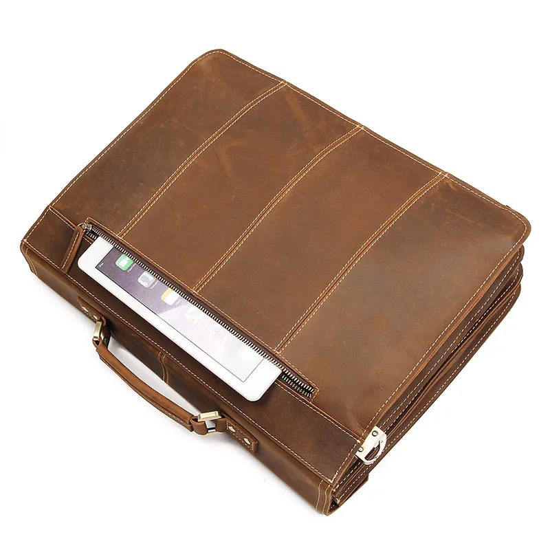 Редкие Crazy Horse портфели Для мужчин Натуральная кожаный деловой портфель для ноутбука сумки Сумка 7083B