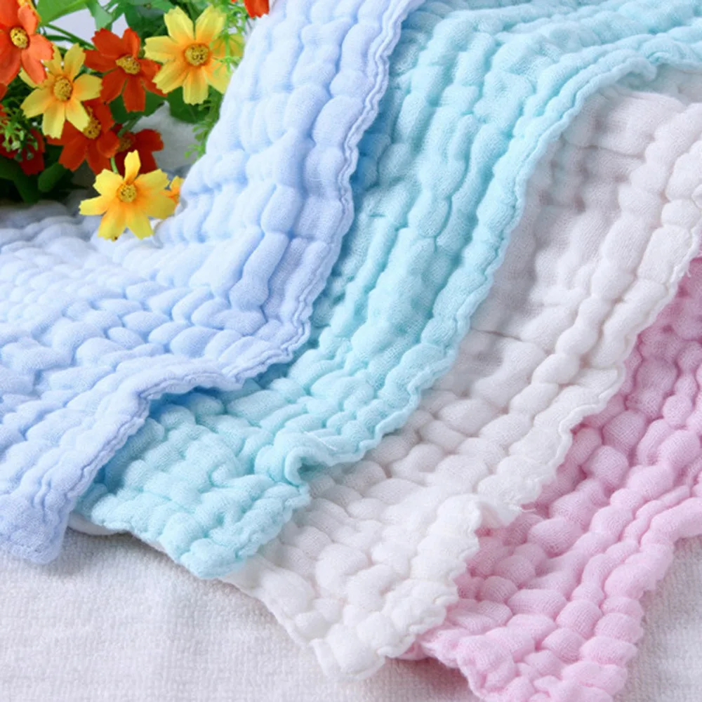 (Baby towel 4pcs) 6 layers muslin Cartoon Baby Bath Towel 28*28cm
