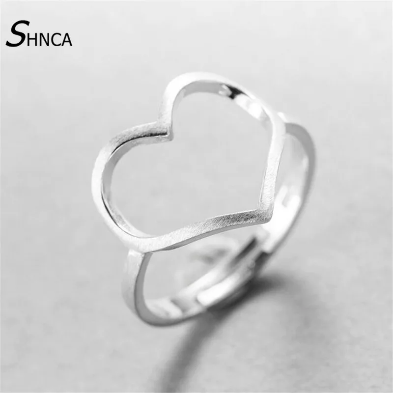

Genuine 100% 925 Sterling Silver Simple Personality Hollow Big Heart Love Rings For Women Handmade Sterling-silver-jewelry R169