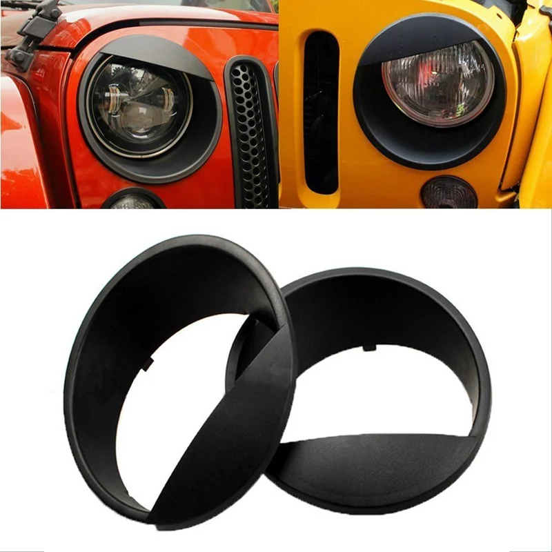For Jeep Wrangler Rubicon Sahara Jk Parts Black Bezels Front Light 7