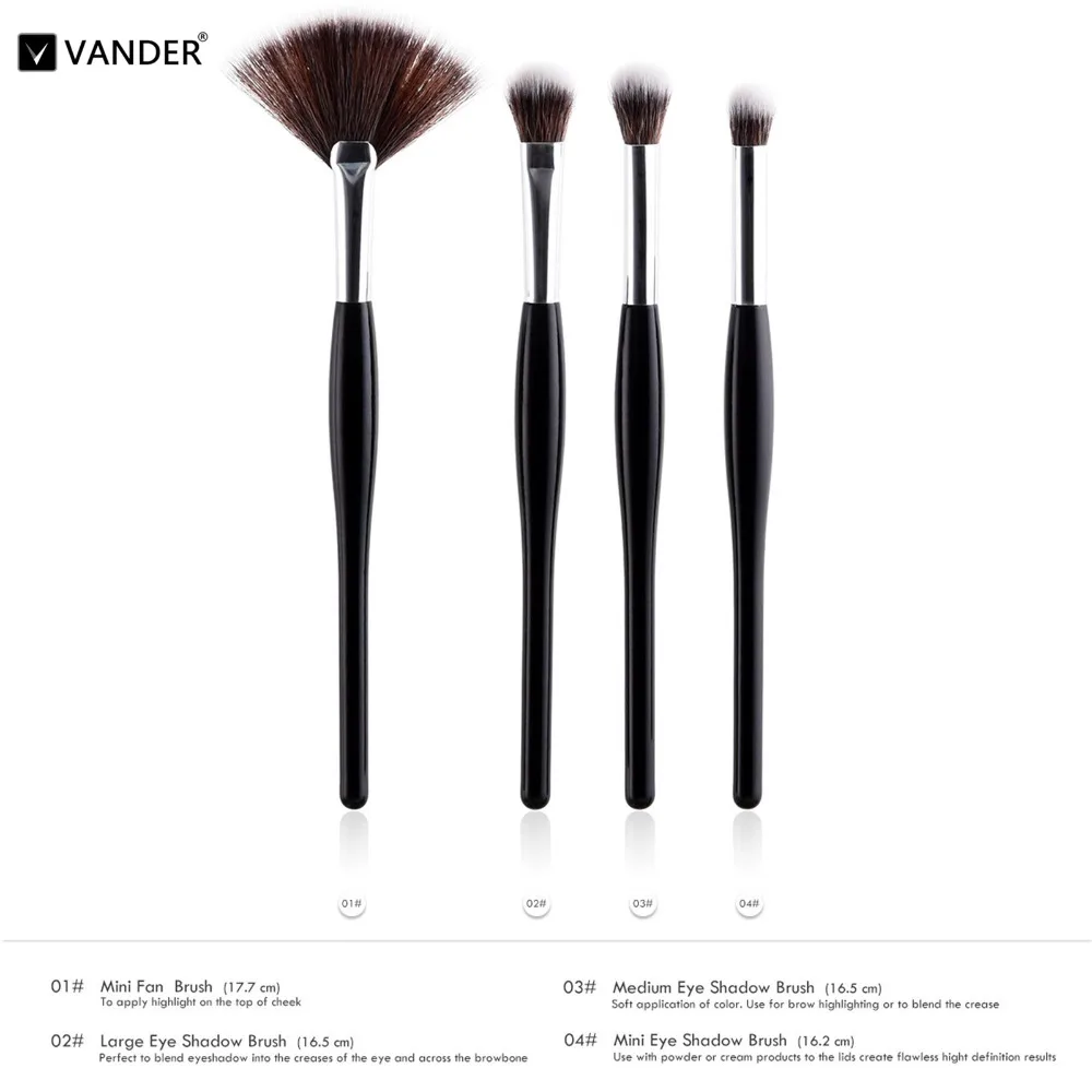 Vander 4Pcs Makeup Brushes Professional Cosmetic Brush Set High Quality Makeup Set Make Up