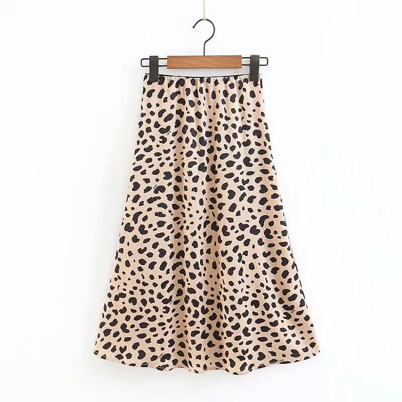 Винтажная юбка с высокой талией летние леопардовые юбки женские панк-рок миди юбки корейский стиль boho уличная jupe femme