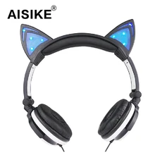 Hot cat ears headphones folded headband Parade earphone with LED cosplay earphone suitable for holiday gift