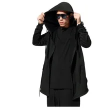 2018 Men Hooded Jacket Black Gown Hip Hop Mantle Hoodie Sweatshirts long Sleeves Cloak Coats Outwear Man Fashion 2018 Men Hooded Jacket Black Gown Hip Hop Mantle Hoodie Sweatshirts long Sleeves Cloak Coats Outwear Man Fashion