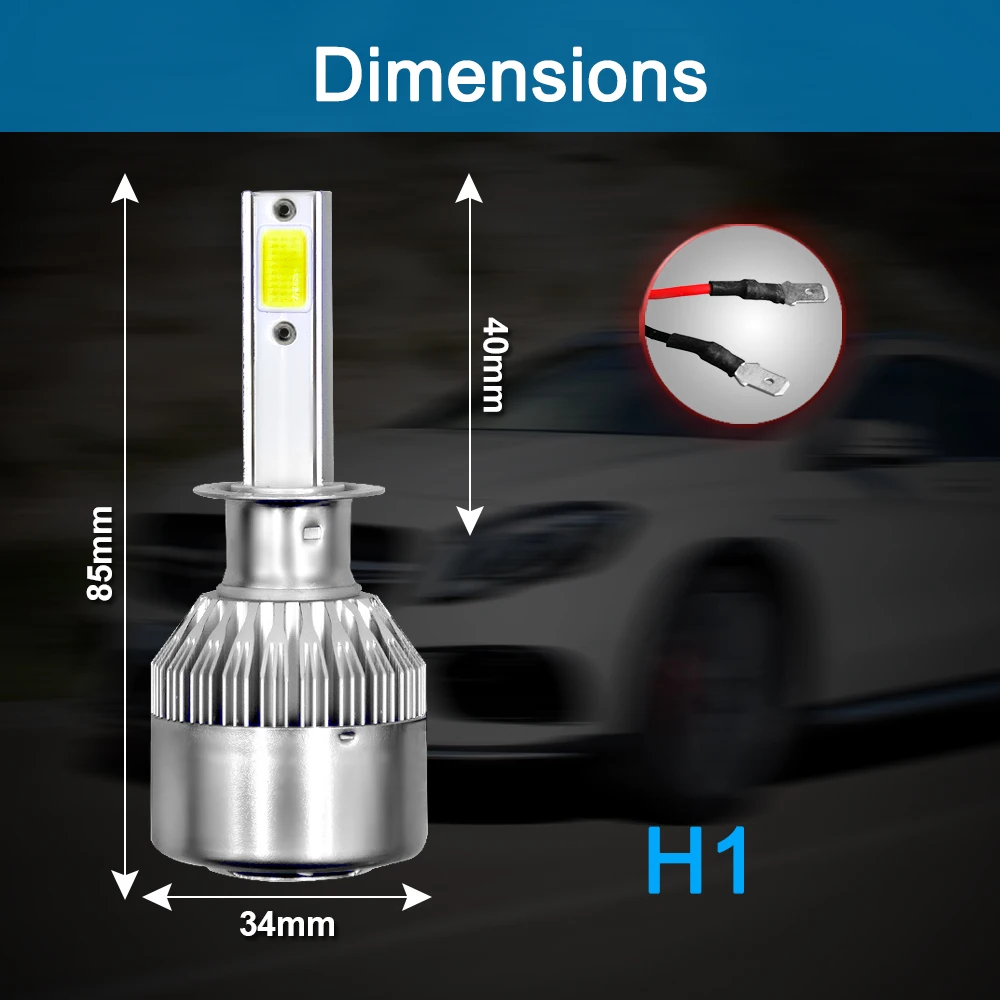 2pcs C6 Car Headlight Bulbs H1 H3 H7 H11 9005 9006 880 LED Car Lights H4 9004 9007 H13 Hi-Lo Beam Auto Headlamp Styling Lights