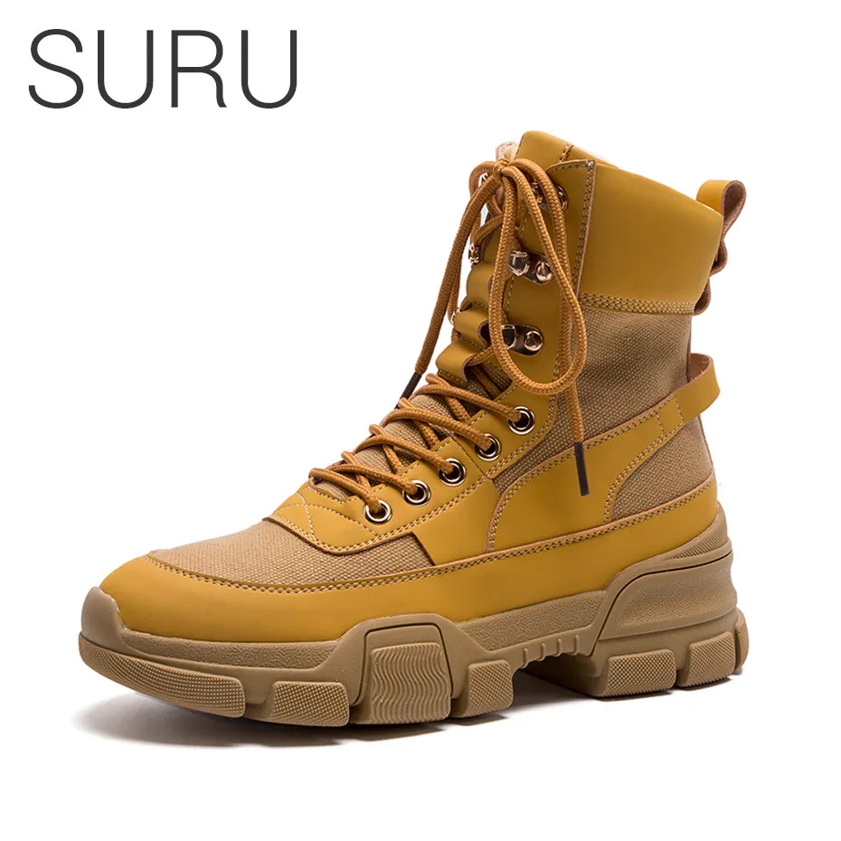 

SURU Army Boots Women Winter & Autumn Boots Ladies Ankle Black Boots