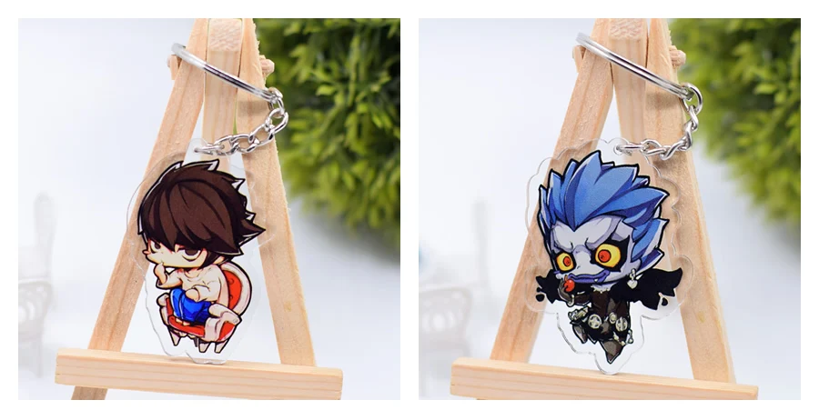 Death Note Keychain Cute Double Sided Ryuk L Key Chain Pendant Anime Accessories Cartoon Key Ring DBS1P