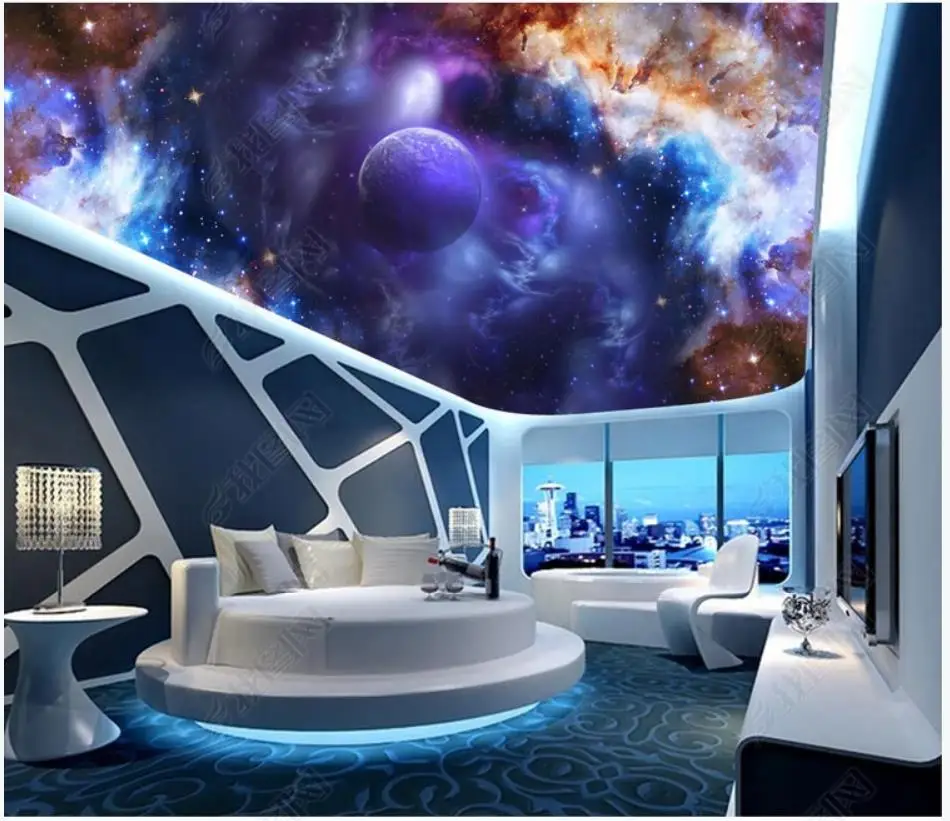 Custom 3d Photo Wallpaper Mural Ceiling Room On Milky Way