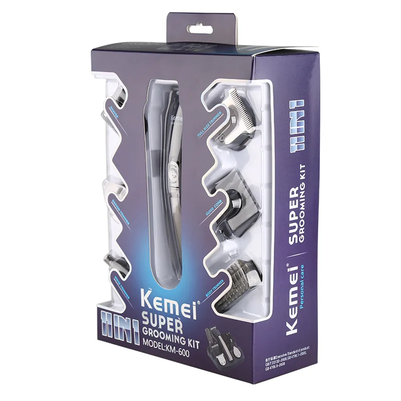 Kemei 6-in-1 KM-600 Rechargeable Hair Trimmer Titanium Hair Clipper Electric Shaver Beard Trimmer Men Styling Shaving Tools-6