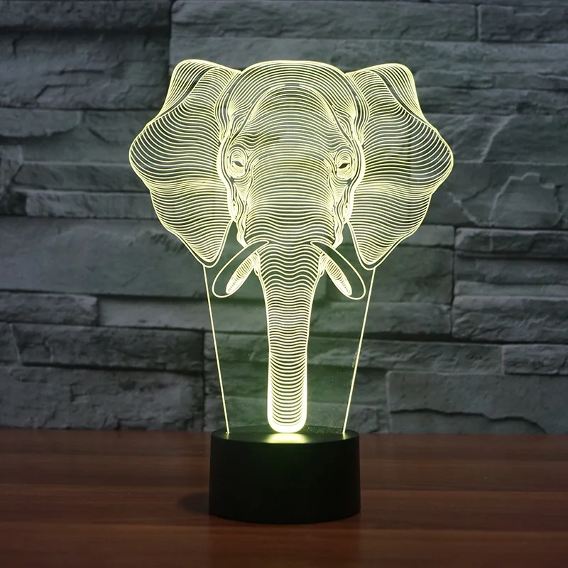 Слон Мода красочные окружающие 3d Настольная лампа Крытый Led для спальни